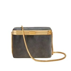 NWT Khaite Eloise Minaudière In Slate Suede